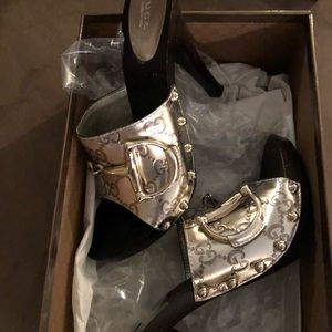 Silver Gucci Clogs Size 7 1/2